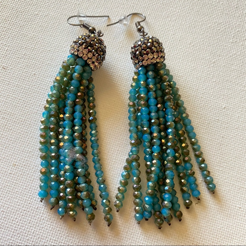 Adorable aqua tassel earrings